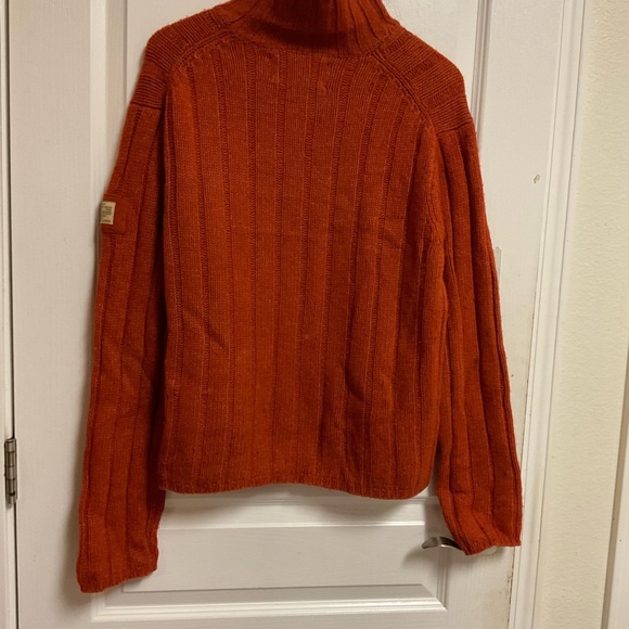 Abercrombie & Fitch Ribbed Wool Blend Mock Neck Sweater Size L Rust - Picture 5 of 8